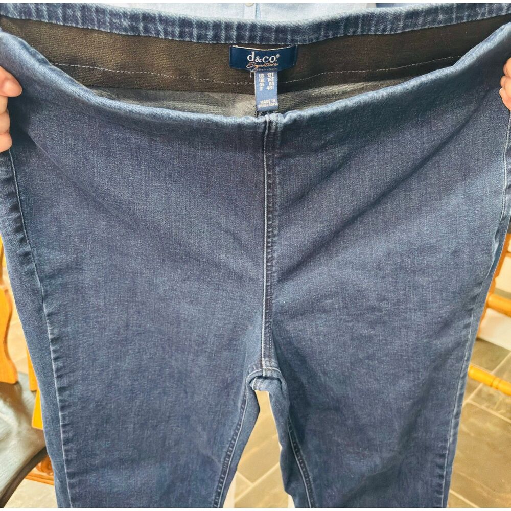 Denim & Co Pull-On Dark Wash Stretch Jeggings Plus 12T Tall Elastic Waist Jeans